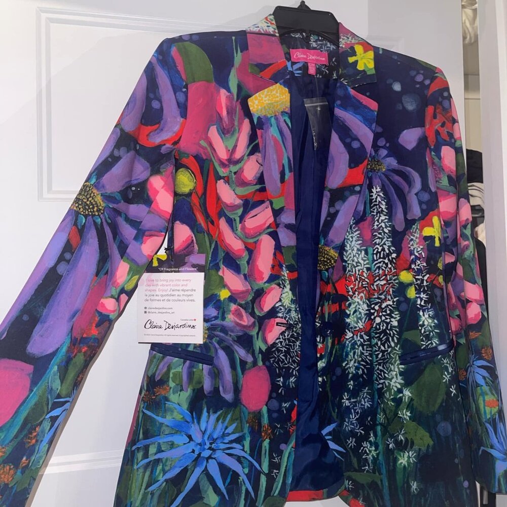 Abstract Blazer cool purple flowers